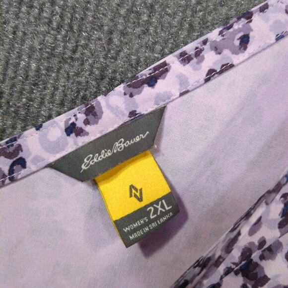 Eddie Bauer Travex Tank Top Women 2XL Stretch Lilac Leopard V Neck Performance - Picture 4 of 10